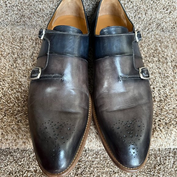 Magnanni Men\'s Multi color Double Monk Strap Leather Shoes.
